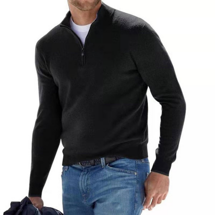 Leon | Herren Troyer Pullover Viertelreißverschluss Strickpullover