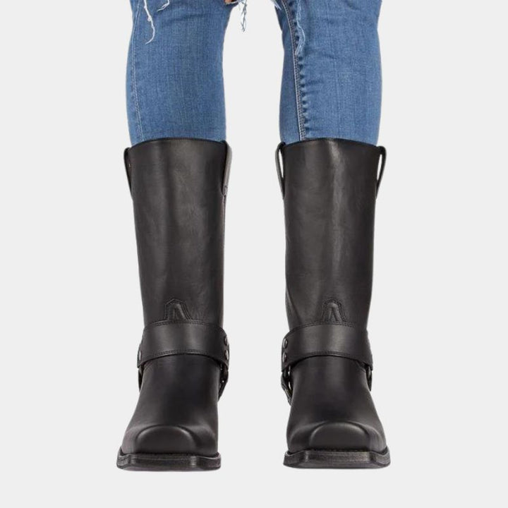 Ranger | Damen Cowboystiefel Leder Western Biker Stiefel