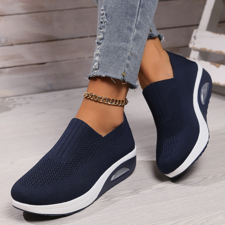 Sofia | Damen Slip-On Sneaker Keilsohle Mesh Freizeitschuhe
