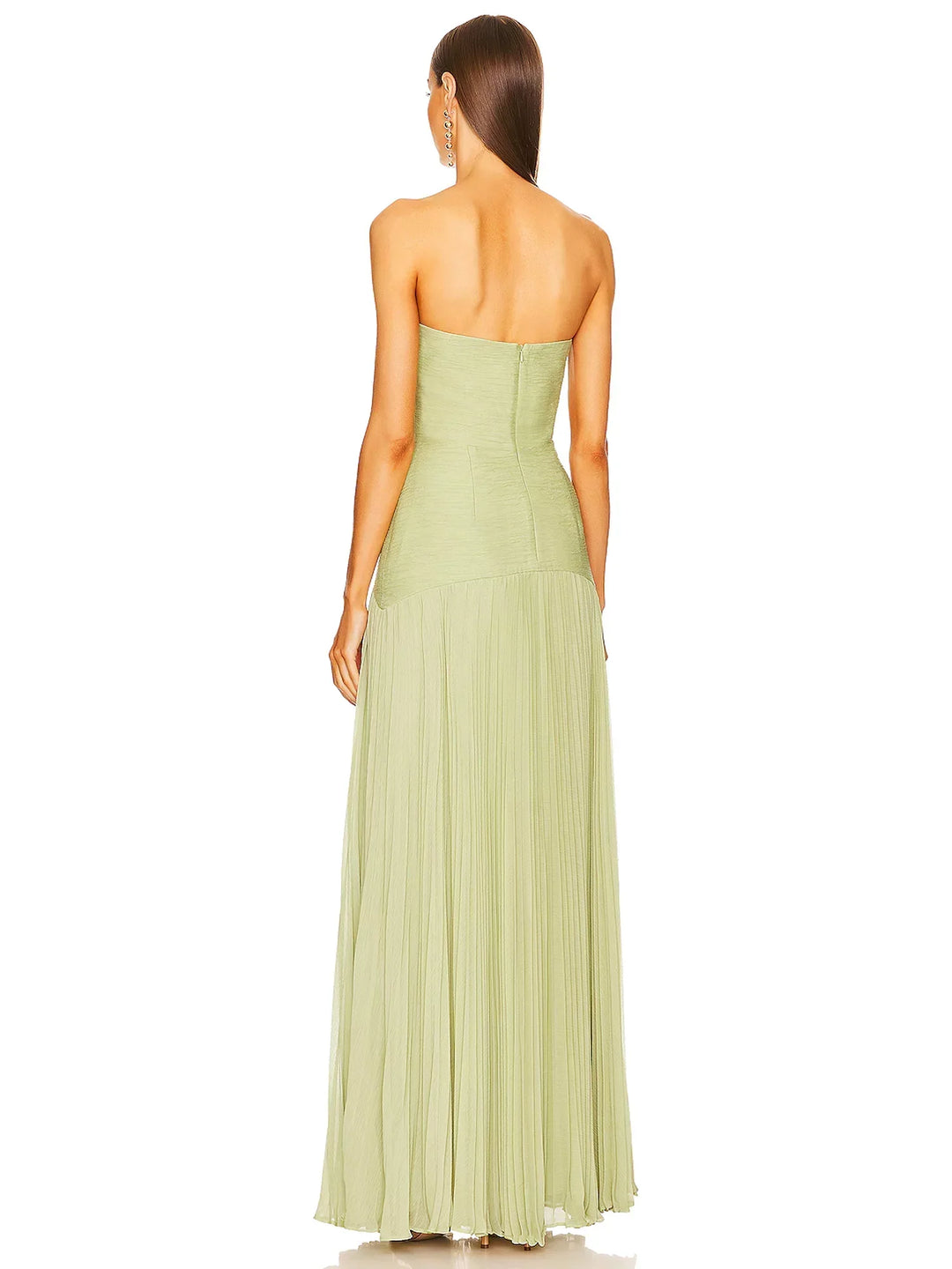 Jaide | Damen Trägerlos Abendkleid Maxi Plissee