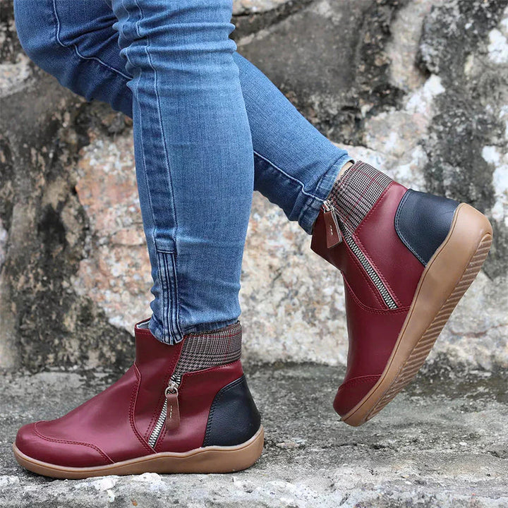 Ida | Damen Ankle Boots Flach Seitlicher Reißverschluss Winterstiefel