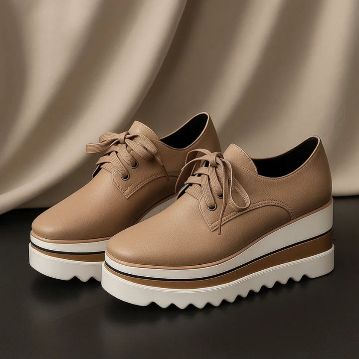 Luna | Damen Plateau Schnürschuhe Oxford Keilabsatz Komfortschuhe