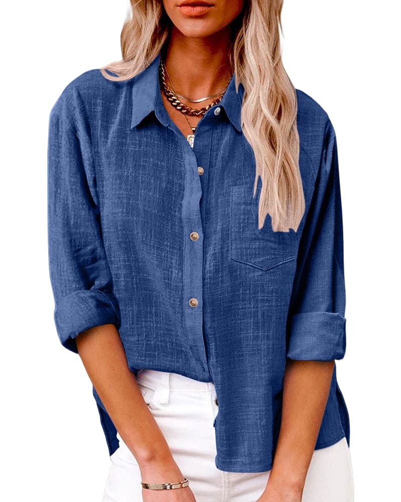 Java | Damen hemd Loose Fit Langarm Freizeithemd