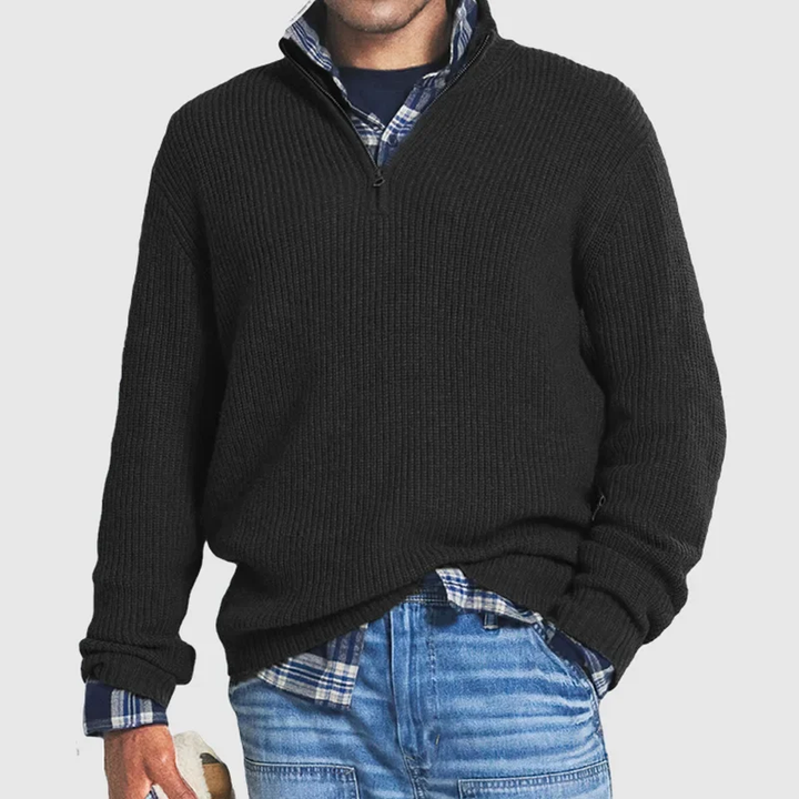 Erik | Herren Quarter-Zip pullover Ripp Stehkragen