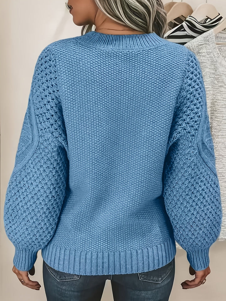 Wibrun | Damen Oversize Strickpullover Herbst Winter - Light Pink - Image 8