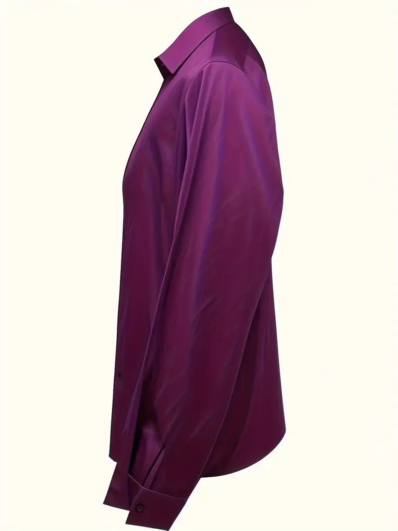 Stella | Damen Satin Bluse Langarm V-Ausschnitt Elegant