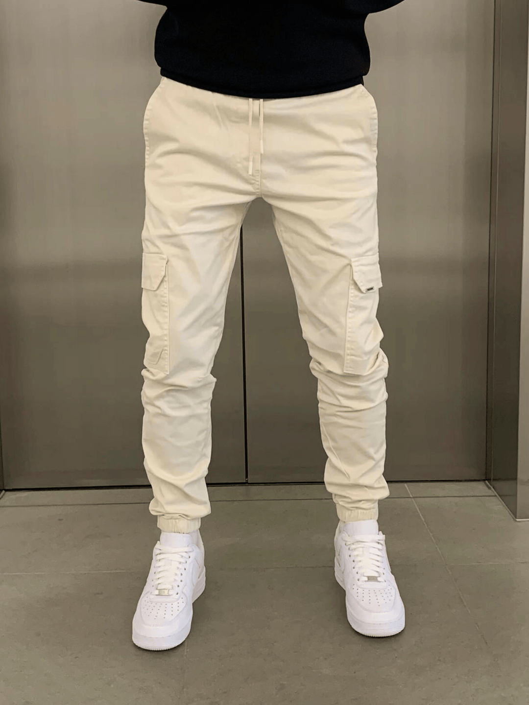 Mico | Herren Cargo Jogger Slim Fit Tunnelzug Seitentaschen