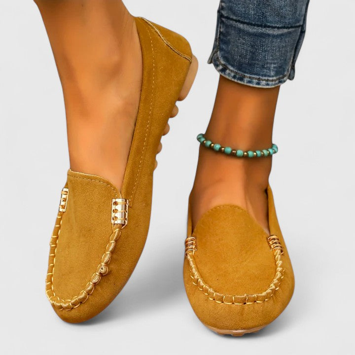 Rubie | Damen Loafer Velours Slip-On Flache Schuhe Freizeitschuh
