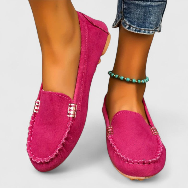 Rubie | Damen Loafer Velours Slip-On Flache Schuhe Freizeitschuh