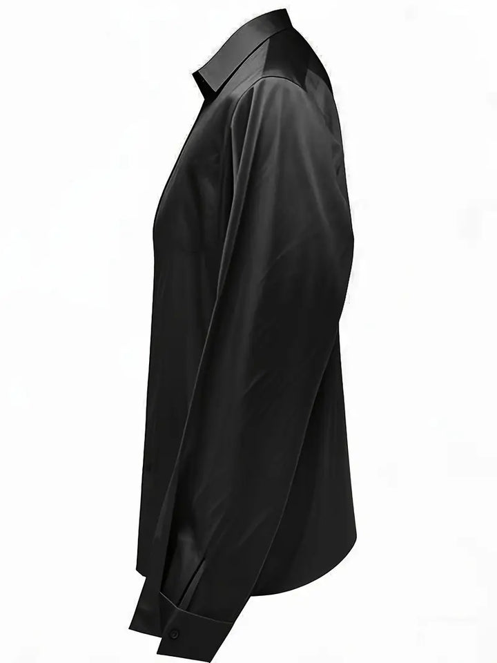 Stella | Damen Satin Bluse Langarm V-Ausschnitt Elegant