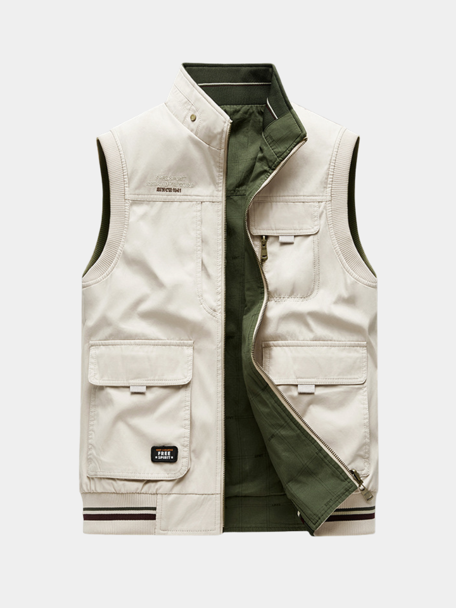 Bram | Herren Weste Multi-Pocket Stehkragen Wendbar