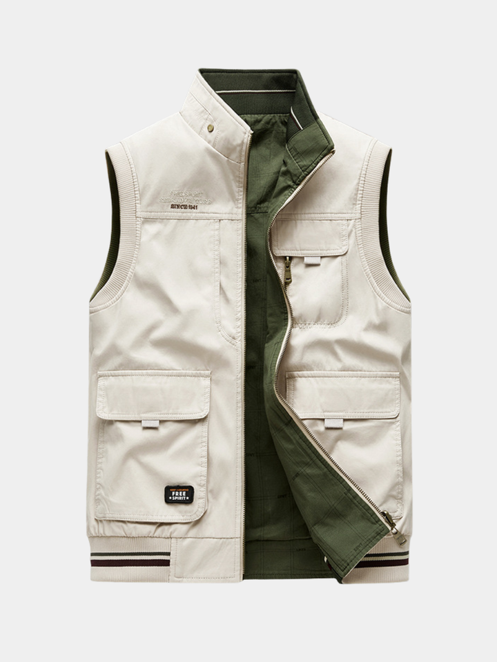 Bram | Herren Weste Multi-Pocket Stehkragen Wendbar
