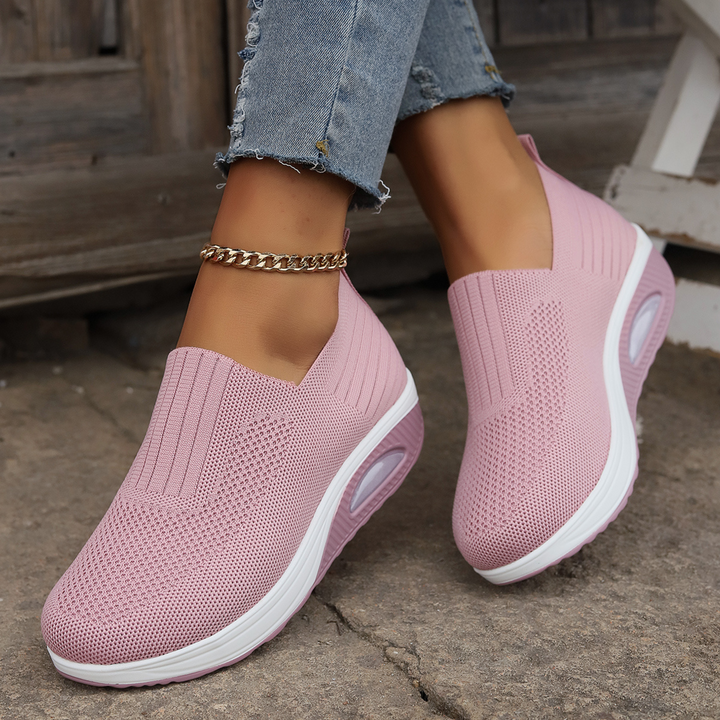 Sofia | Damen Slip-On Sneaker Keilsohle Mesh Freizeitschuhe