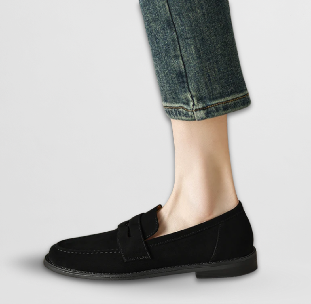 Blair | Damen Wildleder Loafer Penny Loafer Flache Schuhe