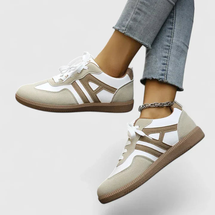 Mila | Damen Retro Sneaker Schnürschuh Freizeitschuh Plateau