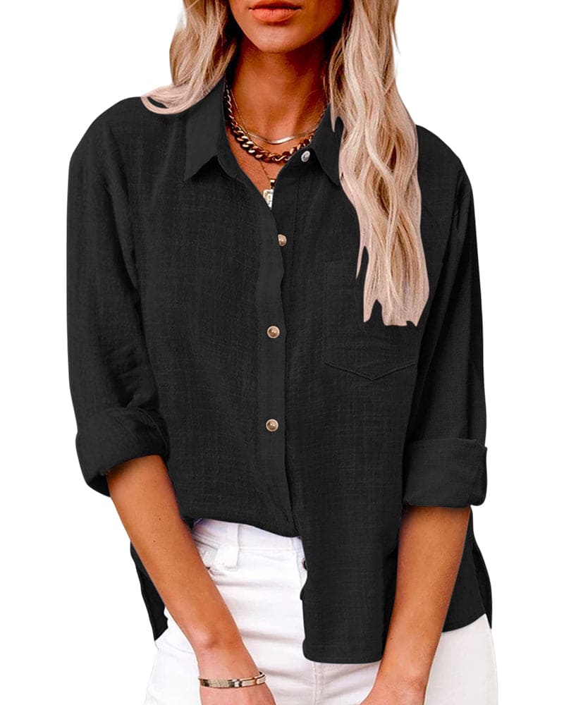 Java | Damen hemd Loose Fit Langarm Freizeithemd