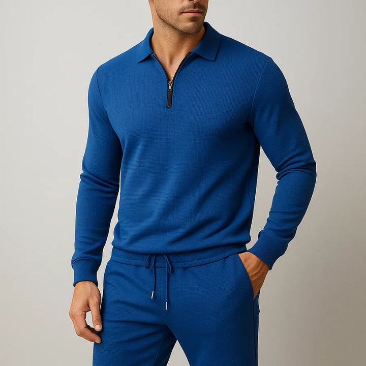 Luca | Herren Strick Set 2-teilig Polo Zip Pullover Jogger Hose