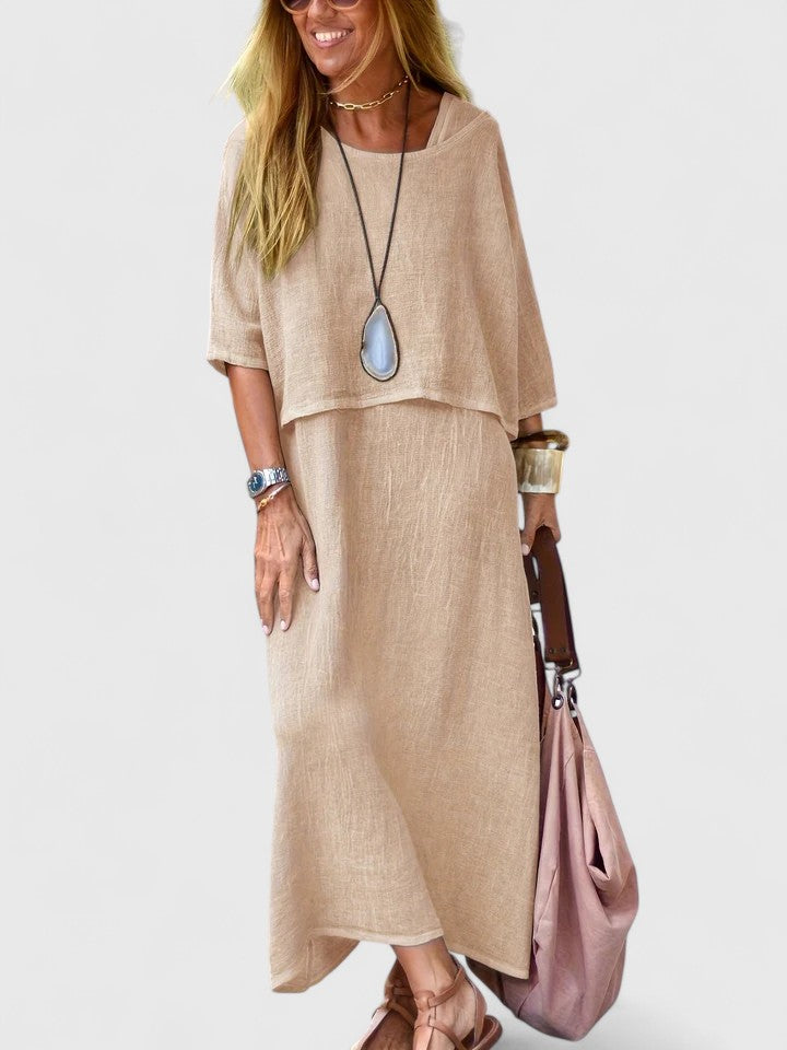 Sandy | Damen Zweiteiler Maxikleid mit Top Optik Sommeroutfit