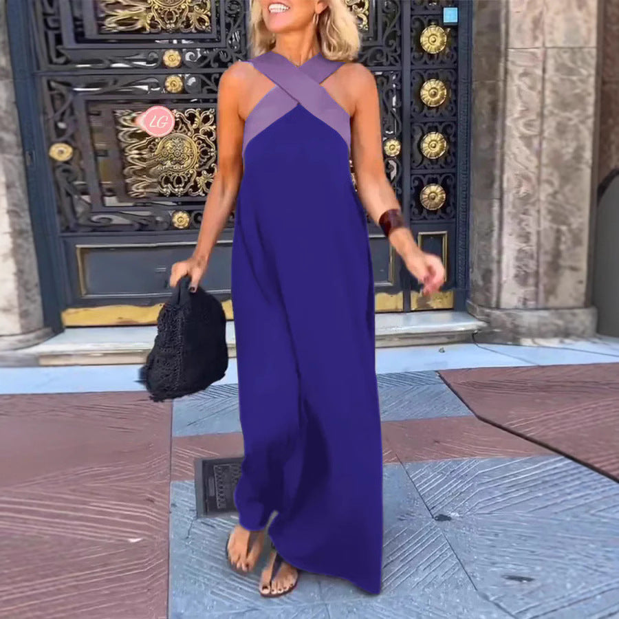 Vera | Damen Maxikleid Neckholder Überkreuzter Ausschnitt Fließend Sommerkleid