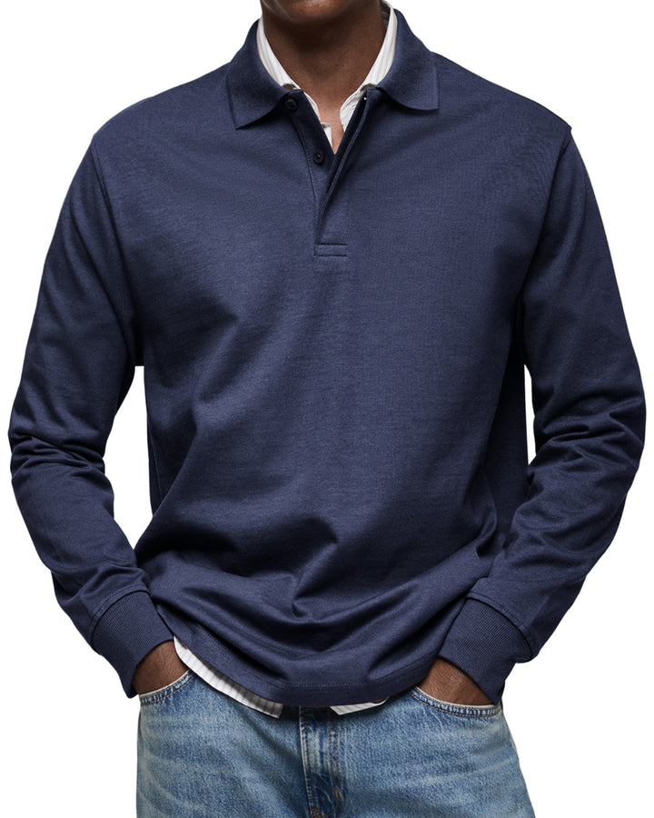 Ben | Herren Rugby Polo Sweatshirt Langarm Polokragen Anthrazit