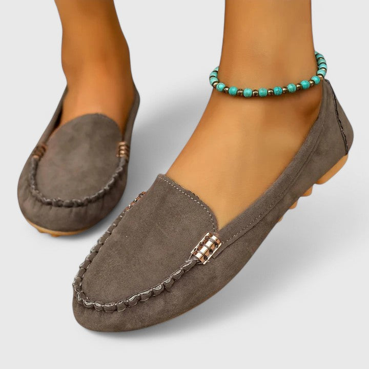 Rubie | Damen Loafer Velours Slip-On Flache Schuhe Freizeitschuh