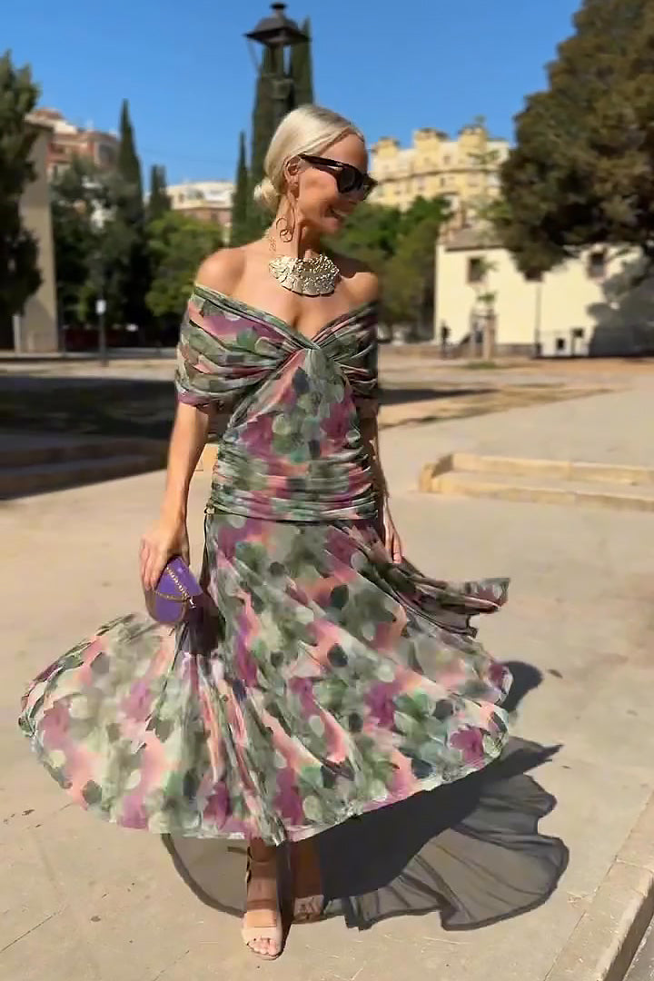Elena | Damen Maxikleid V-Ausschnitt Elegant Festlich Fließend Sommerkleid