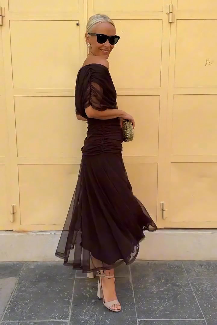 Elena | Damen Maxikleid V-Ausschnitt Elegant Festlich Fließend Sommerkleid