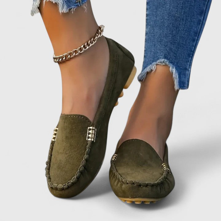 Rubie | Damen Loafer Velours Slip-On Flache Schuhe Freizeitschuh