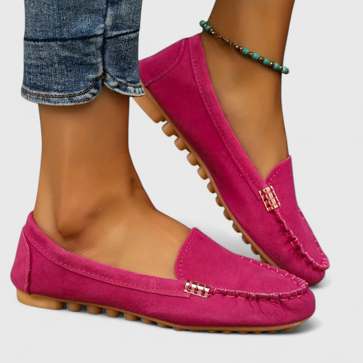 Rubie | Damen Loafer Velours Slip-On Flache Schuhe Freizeitschuh
