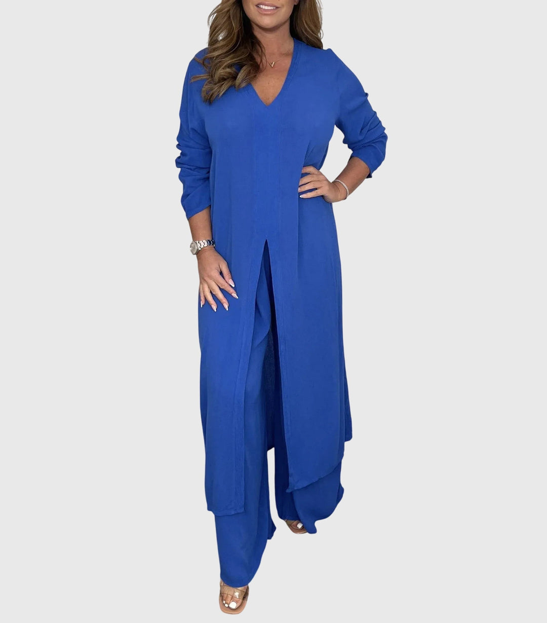 Citra | Damen Zweiteiler Longbluse und Weite Hose Set Elegant