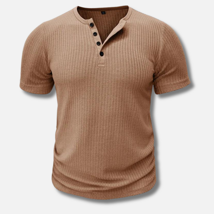Dean | Herren Henley T-Shirt Kurzarm Slim Fit Geripptes Shirt