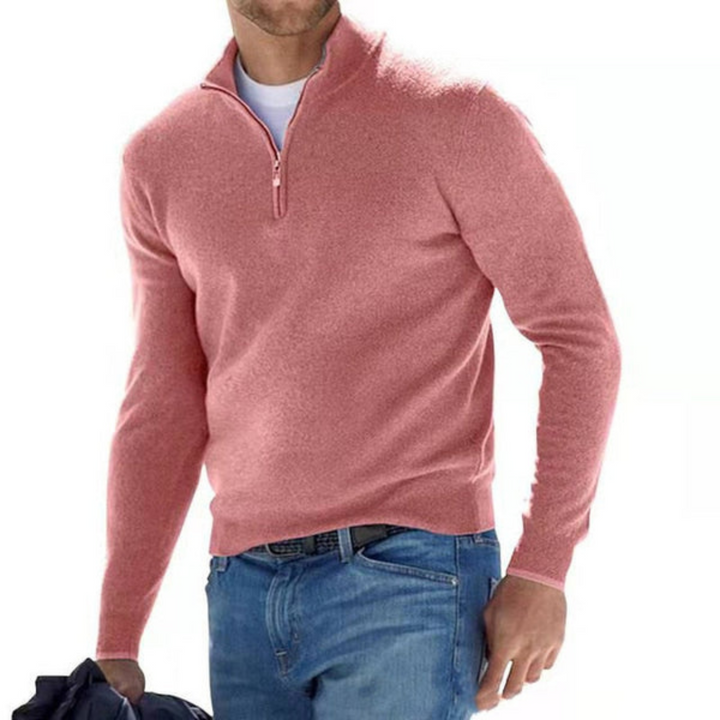 Leon | Herren Troyer Pullover Viertelreißverschluss Strickpullover
