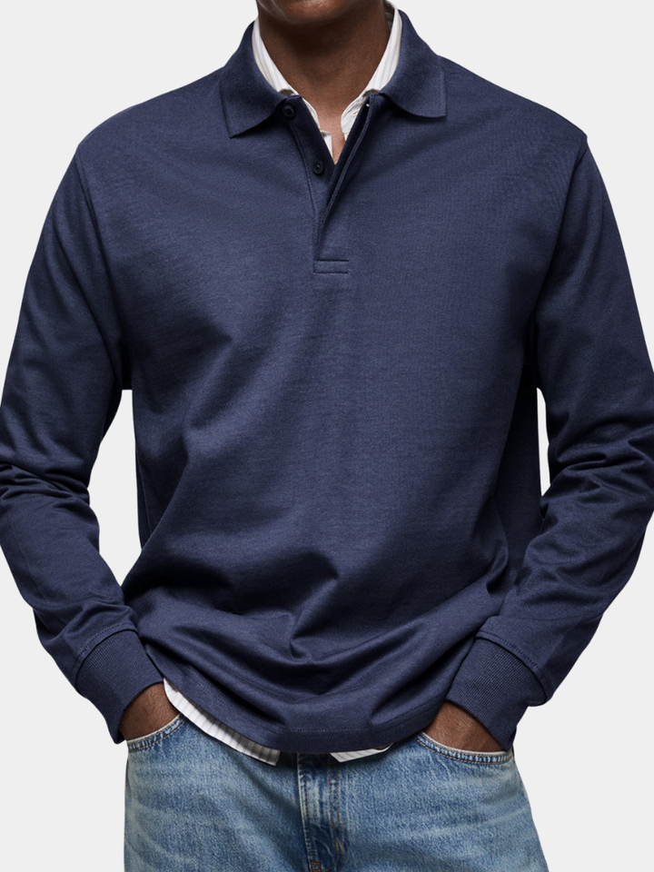 Ben | Herren Rugby Polo Sweatshirt Langarm Polokragen Anthrazit