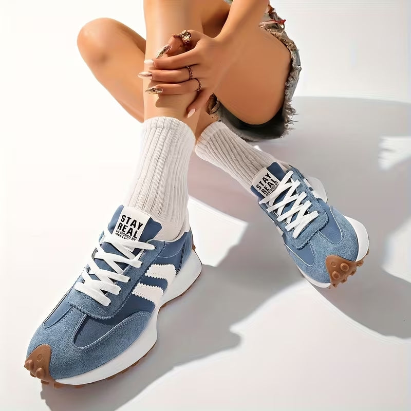 Remy | Damen Retro Sneaker Plateau Wildleder Laufschuhe