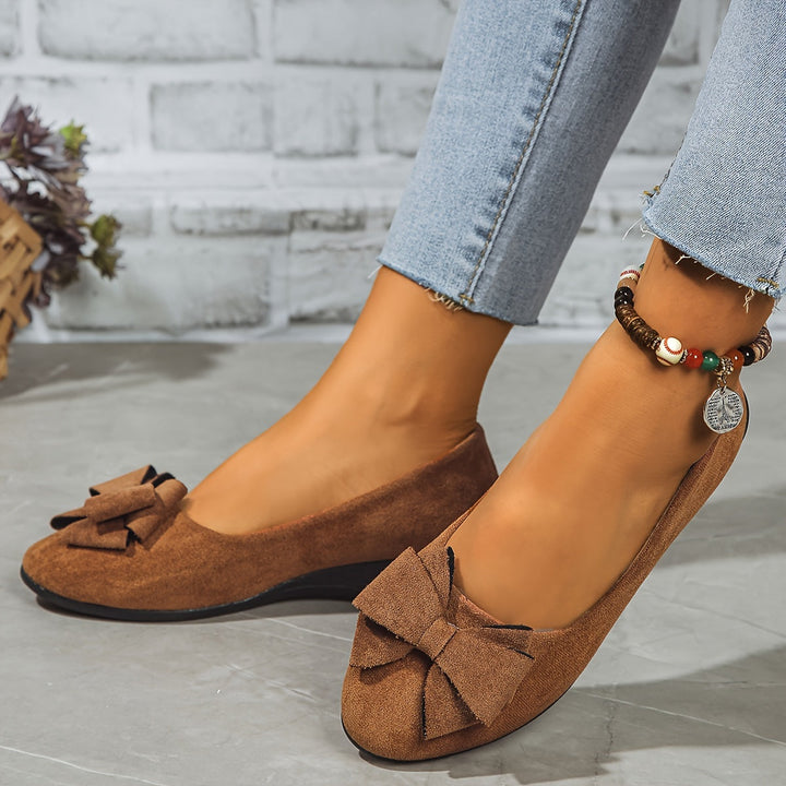 Zella | Damen Ballerinas mit Schleife Wildleder-Optik