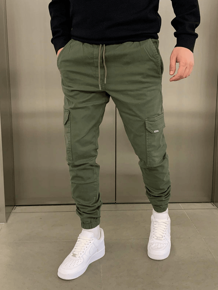 Mico | Herren Cargo Jogger Slim Fit Tunnelzug Seitentaschen