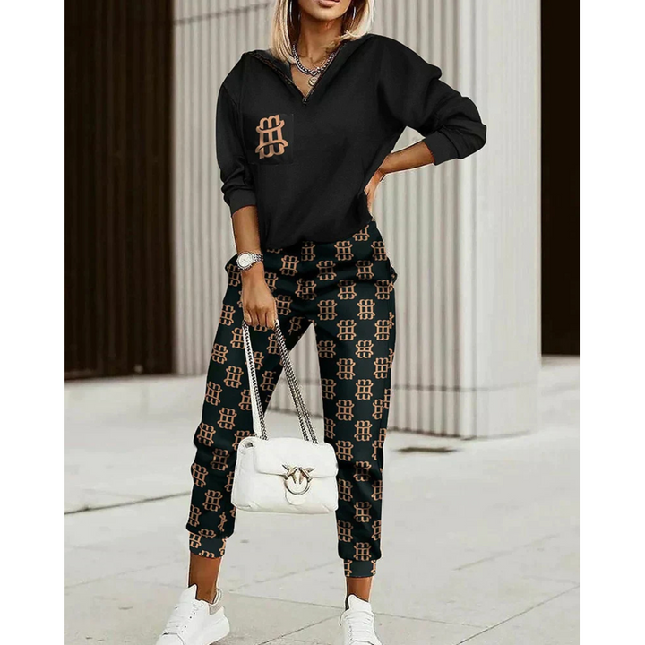 Hailey | Damen Trainingsanzug Set Kariert Hoodie und Jogger