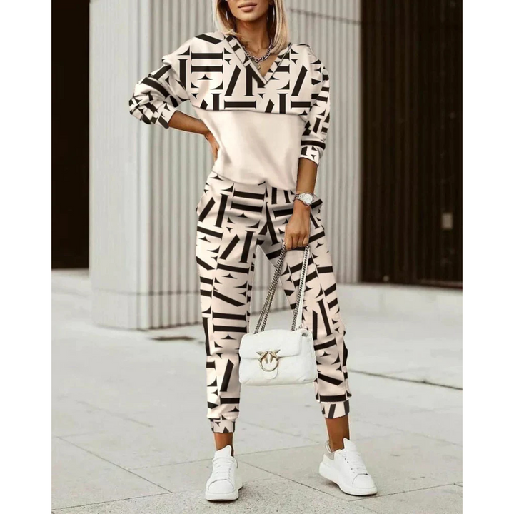 Hailey | Damen Trainingsanzug Set Kariert Hoodie und Jogger