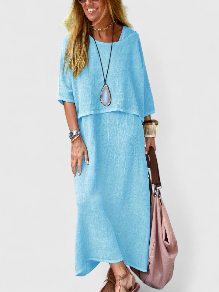 Sandy | Damen Zweiteiler Maxikleid mit Top Optik Sommeroutfit