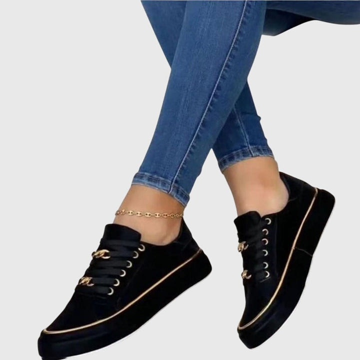 Joysy | Damen Sneaker Schnürschuh Velours Plateau Freizeitschuh