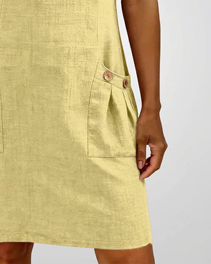 Mia | Damen kleid Kurzarm A-Linie mit Reißverschluss