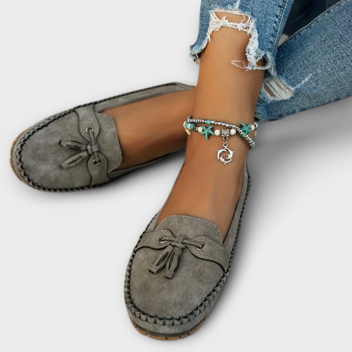 Luna | Damen Mokassin Loafer Flach mit Quaste Wildleder