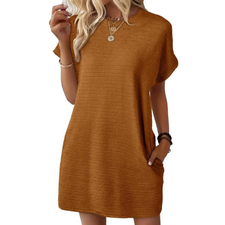 Clariss | Damen T-Shirt Kleid Kurzarm Rundhals Mini Sommer