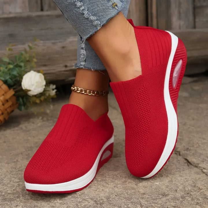 Sofia | Damen Slip-On Sneaker Keilsohle Mesh Freizeitschuhe