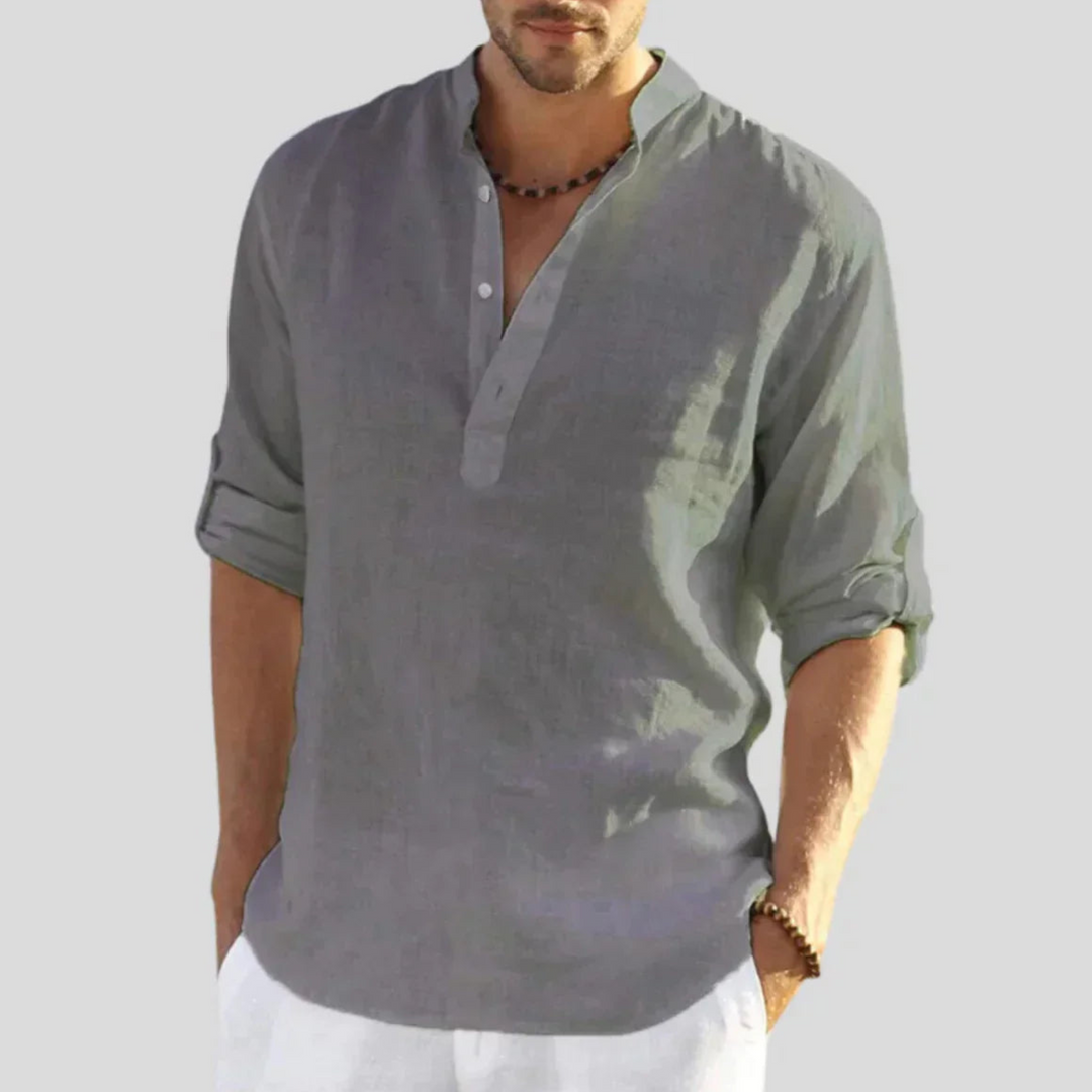 Sed | Herren hemd V-Ausschnitt Henley Kurzarm Casual