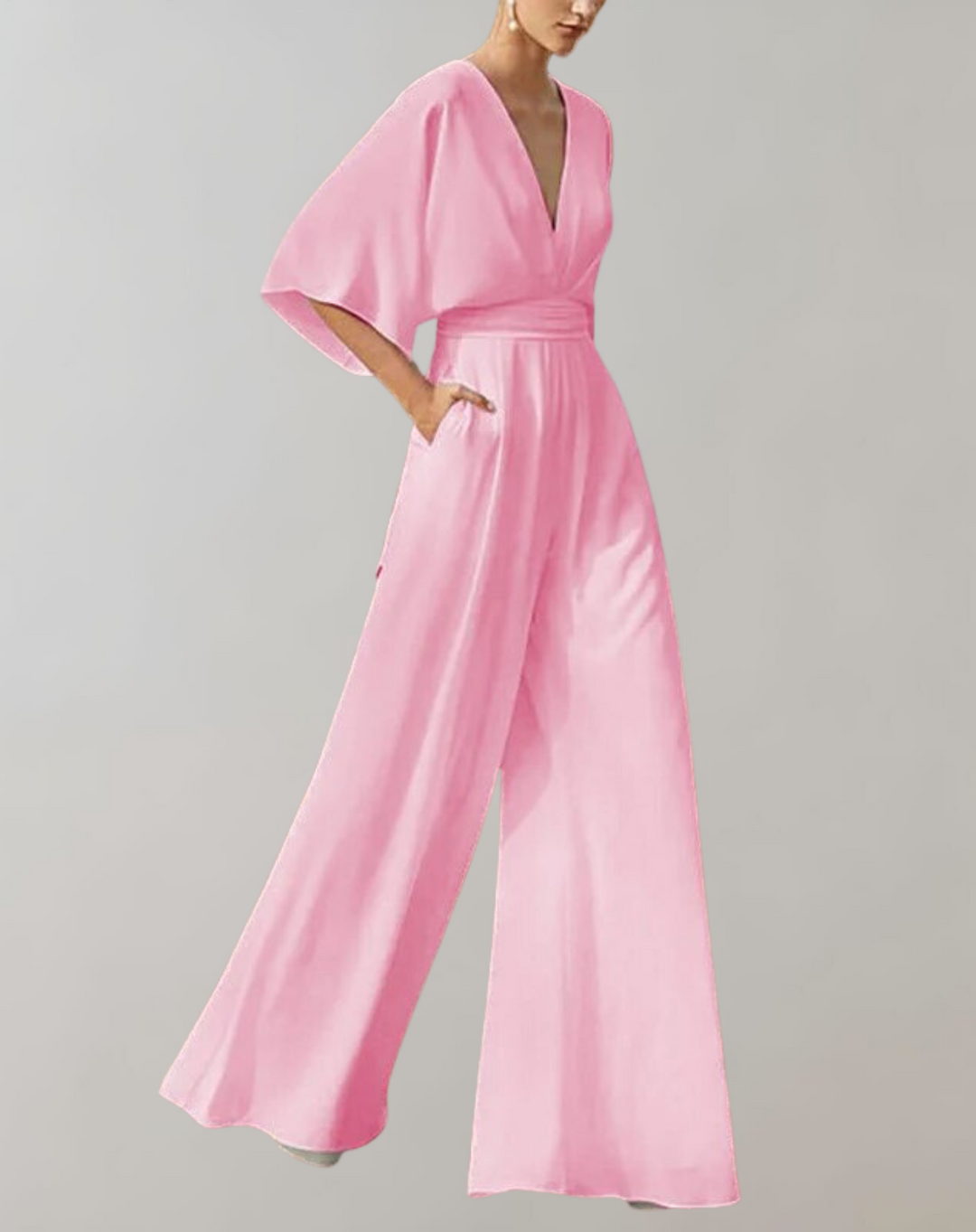 Reva | Damen Jumpsuit Weites Bein V-Ausschnitt Festlich Abendmode