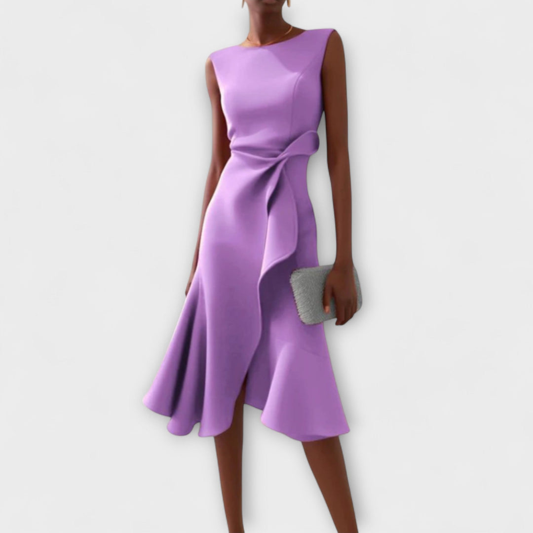 Serena | Damen Midi-Kleid ärmellos asymmetrischer Saum
