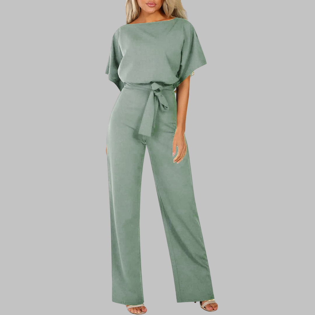 Amber | Damen Overall Fledermausärmel Bindegürtel Weites Bein