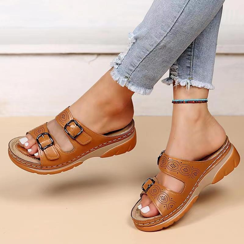 Vera | Damen Sandalen mit Schnalle Plateau Komfort-Sandalen