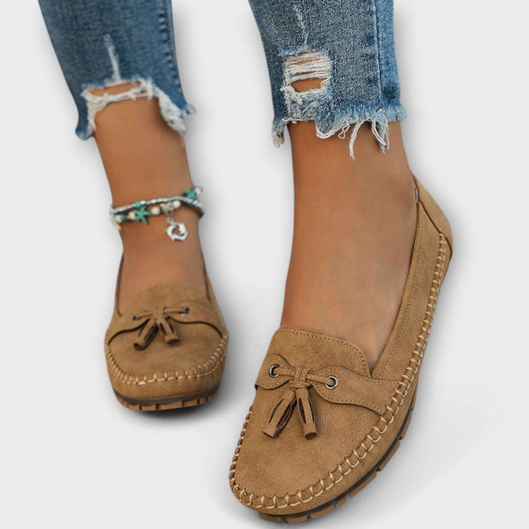 Luna | Damen Mokassin Loafer Flach mit Quaste Wildleder